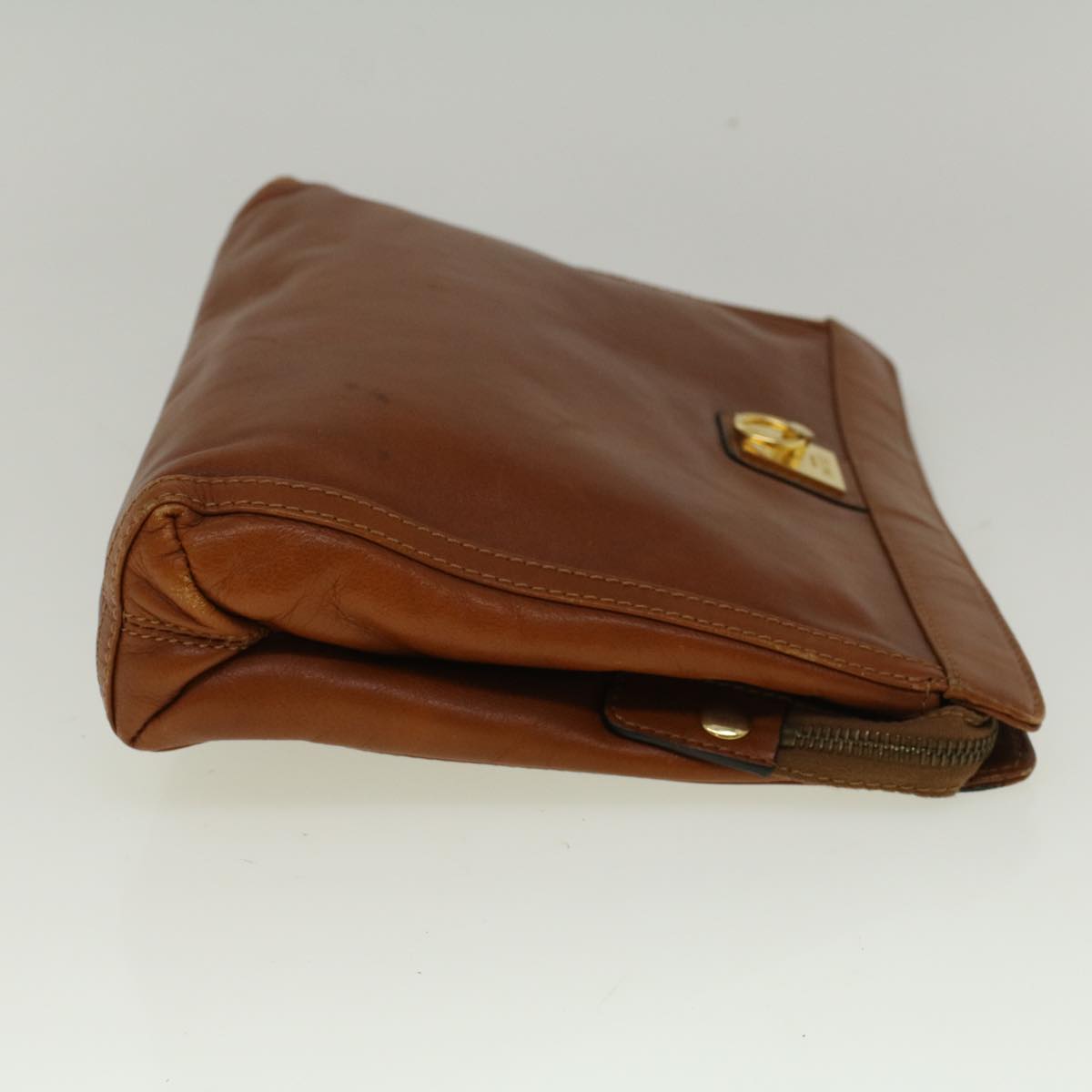 Luxury CELINE Clutch Bag Leather Brown 9584
