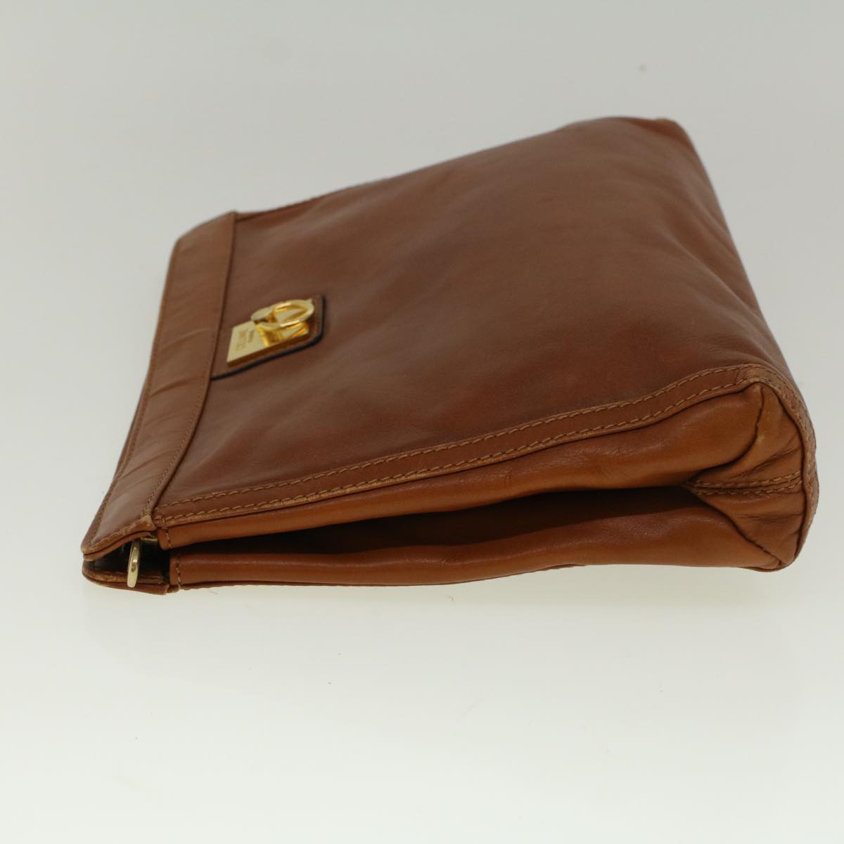 Luxury CELINE Clutch Bag Leather Brown 9584