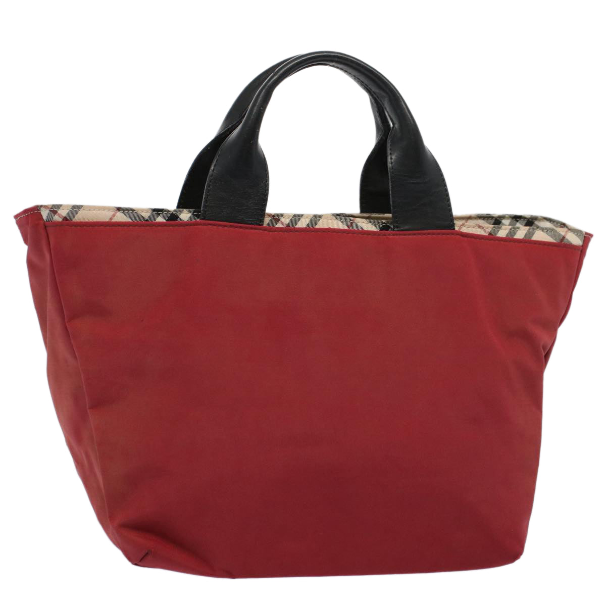 Burberry Nova Check Blue Label Tote Bag Nylon Red Auth bs9767