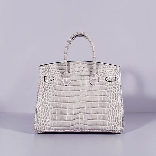 Luxury Hermes Birkin 30cm Crocodile Leather Bag With Strap Himalaya Gold