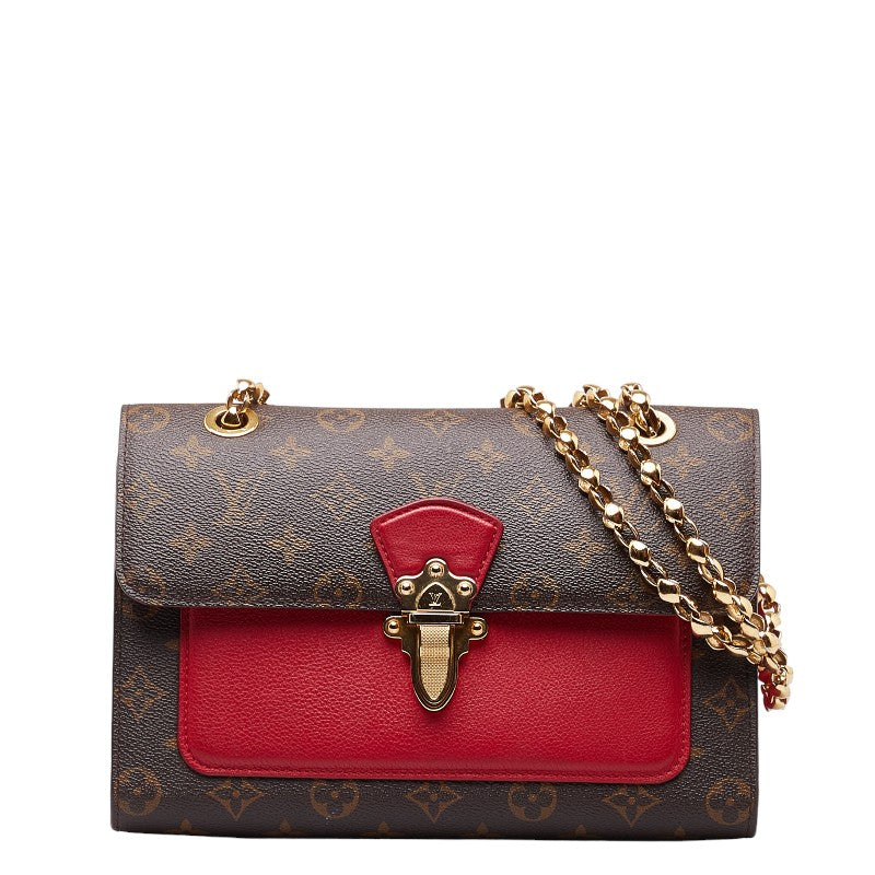 Louis Vuitton Monogram Victoria Chain Shoulder Bag M41731 Brown Series Red PVC Leather Louis Vuitton
