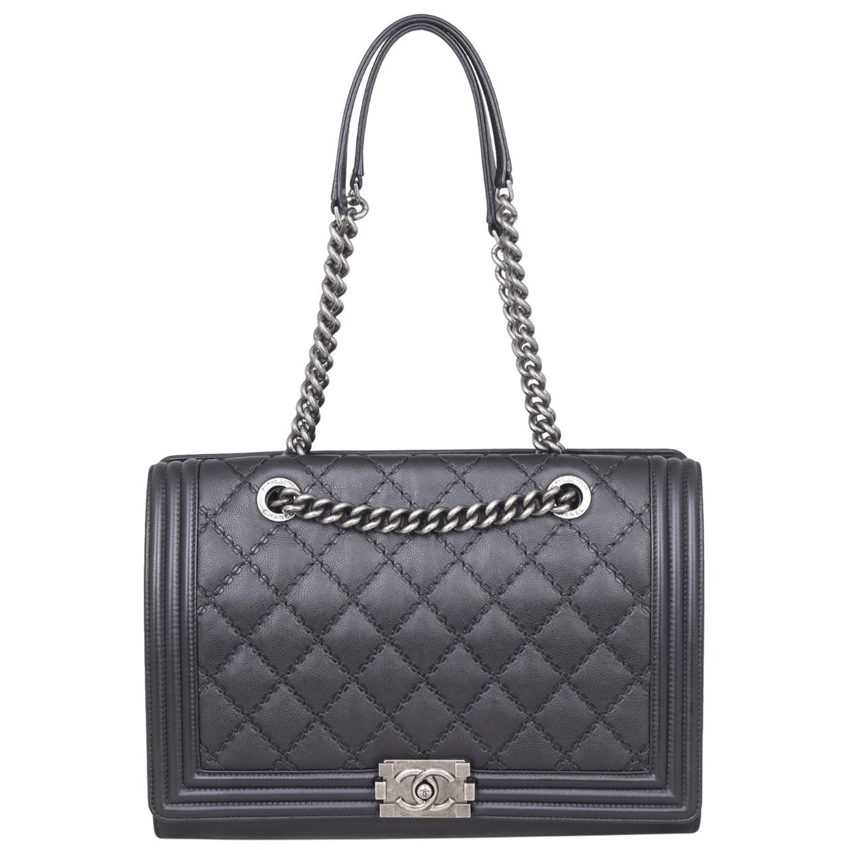 Chanel Boy Double Stitch Large Shopping Tote
