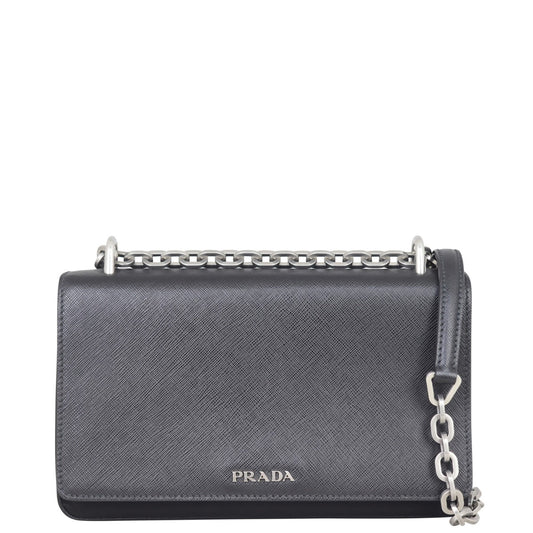 Prada Saffiano Tessuto Chain Shoulder Bag