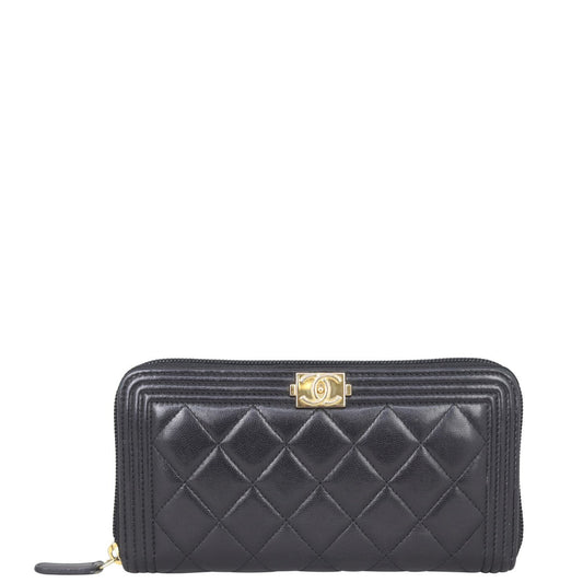 Chanel Boy Long Zipped Wallet | Black