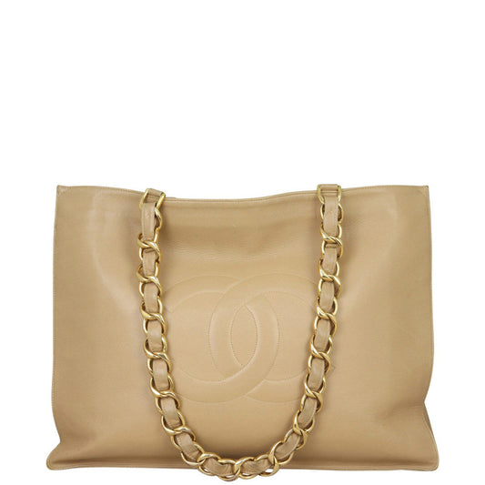 Chanel CC Jumbo XL Chain Shoulder Bag | Beige