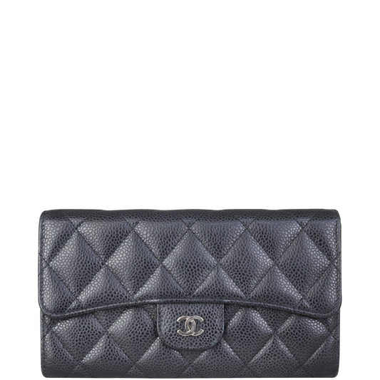 Chanel Classic Flap Long Wallet | Silver Tone Hardware