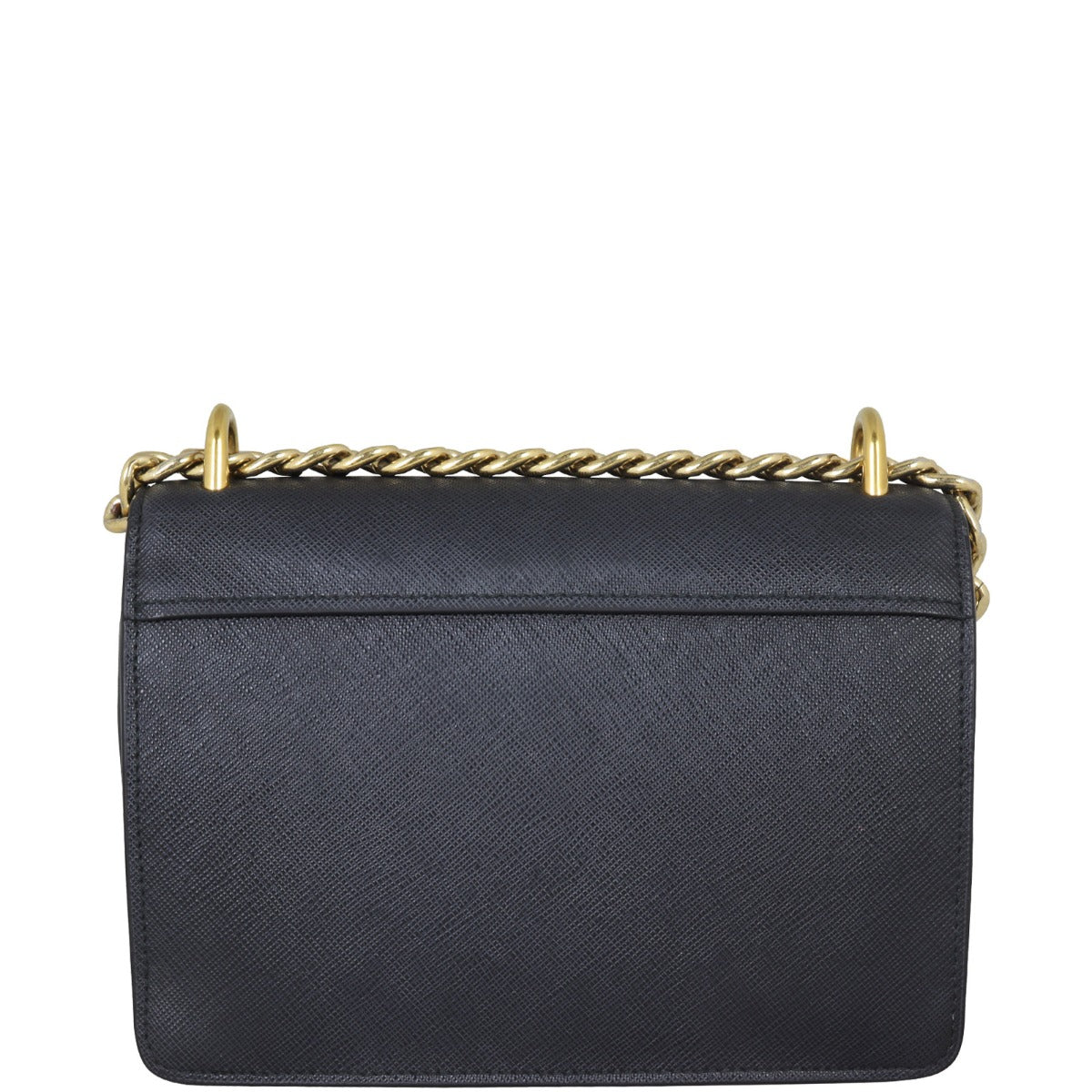 Prada Saffiano Turn Lock Chain Shoulder Bag