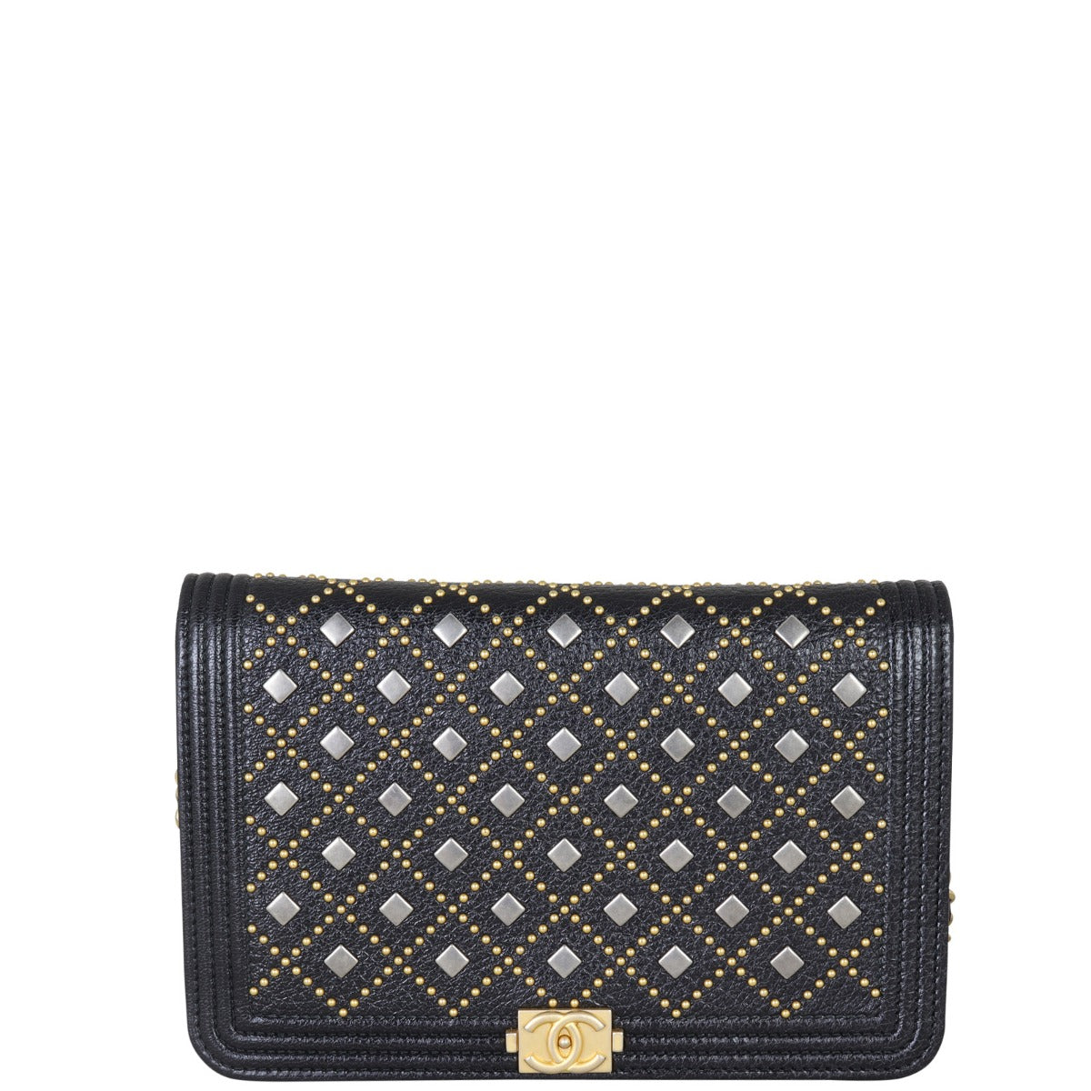 Chanel Boy Wallet on Chain | Black Grained Calfskin