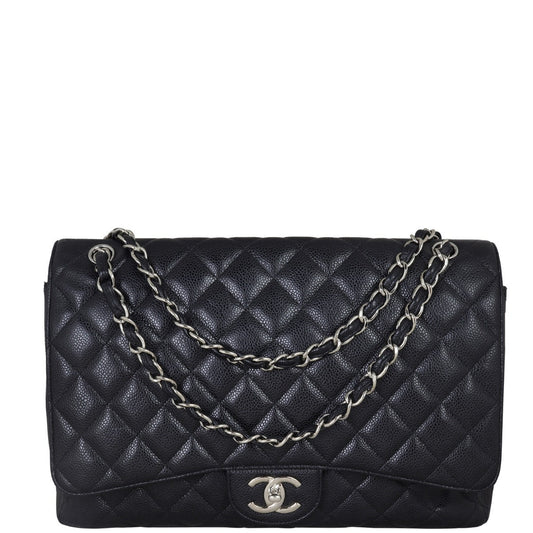 Chanel Classic Double Flap Maxi | Black Silver Hardware