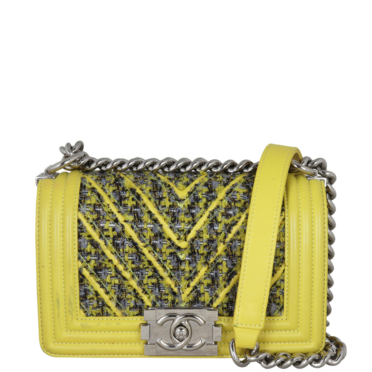 Chanel Boy Small Chevron Tweed