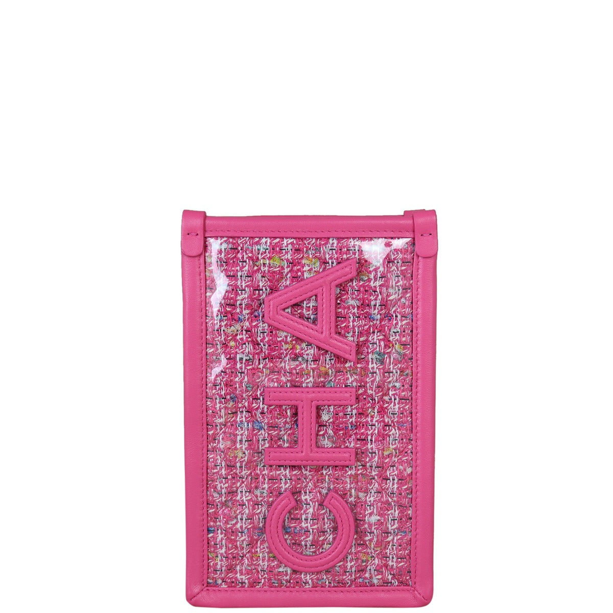Chanel Logo Tweed Phone Clutch with Chain