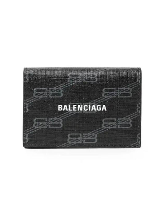 Luxury Balenciaga Trending 2026 BB Monogram Card Wallet Black