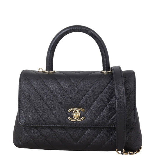 Chanel Coco Top Handle Mini Bag Chevron