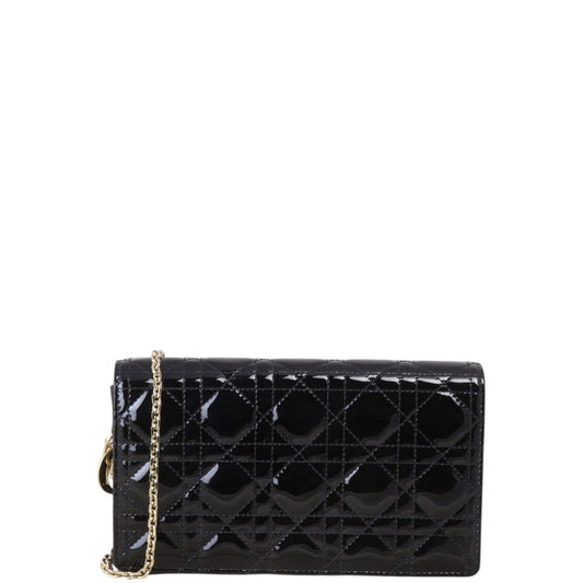 Dior Lady Dior Patent Cannage Pouch