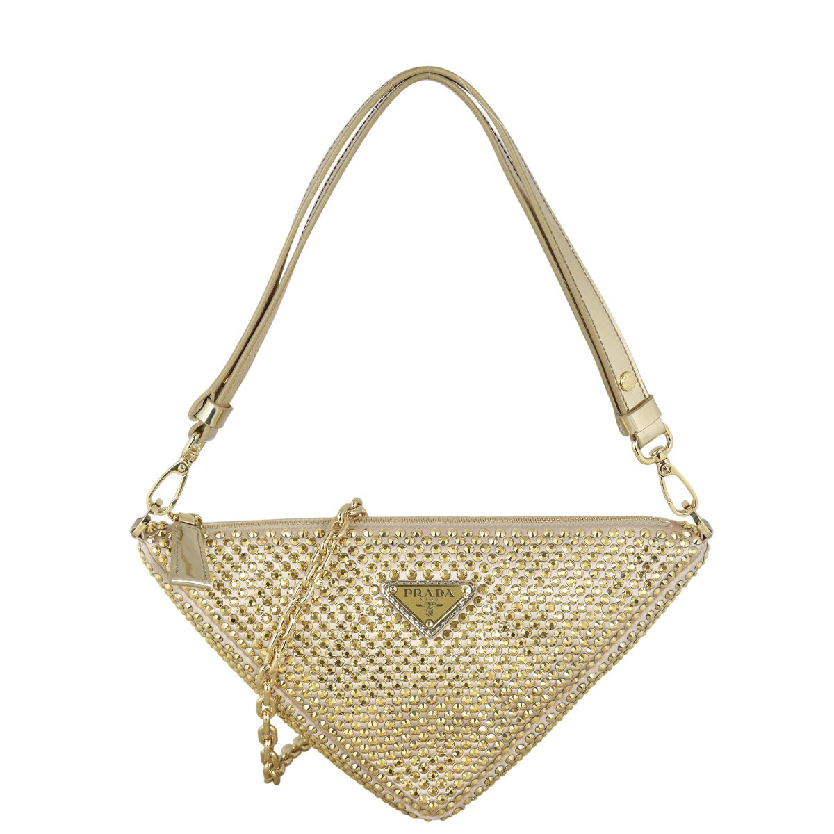 Prada Triangle Satin Crystal Shoulder Bag