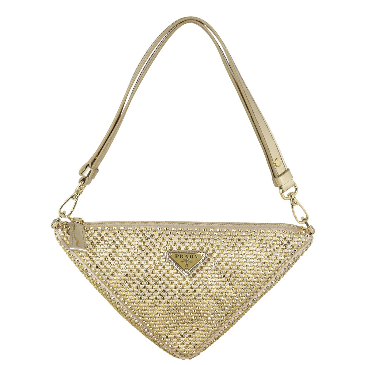 Prada Triangle Satin Crystal Shoulder Bag