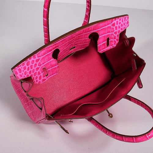 Luxury Hermes Birkin 30cm Crocodile Leather Bag With Strap Rose Gold
