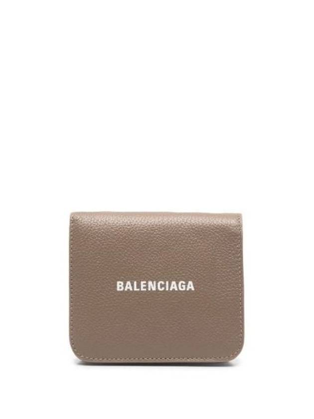 Luxury Balenciaga Trending 2026 Logo Coin Pocket Flap Half Wallet Brown