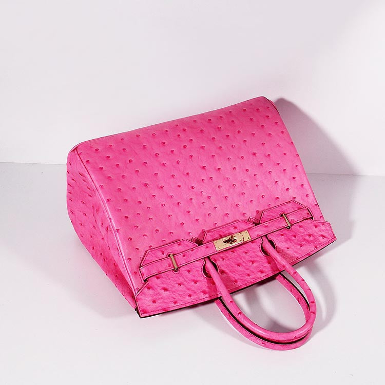 Luxury Hermes Birkin 35cm Ostrich Leather Bag Rose Gold
