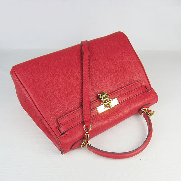 Luxury Hermes Kelly 32cm Togo Leather Handbag Red/Golden