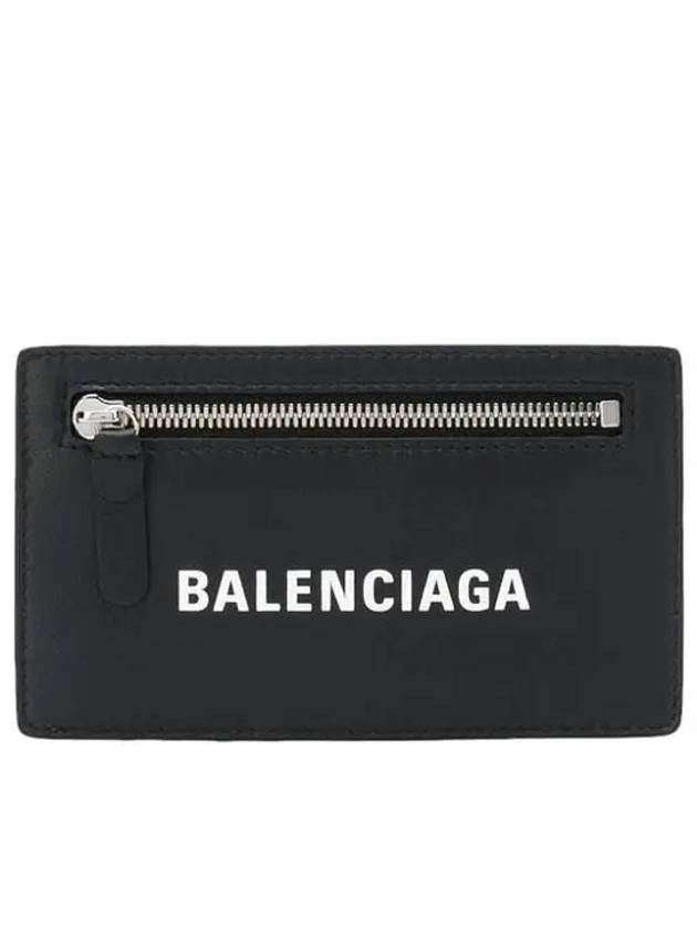 Luxury Balenciaga Trending 2026 Logo Leather Card Wallet Black