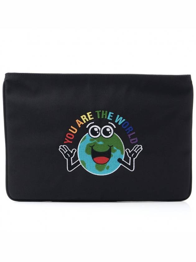 Luxury Balenciaga Trending 2026 Earth Print Nylon Clutch Bag Black