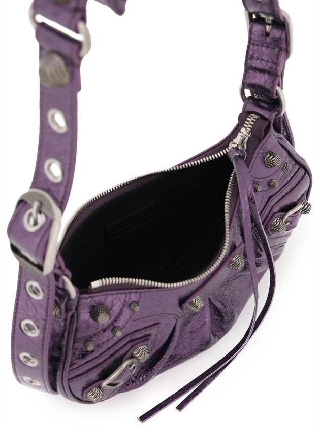 Luxury Balenciaga Trending 2026 Metallic Le Cagol XS Lambskin Shoulder Bag Purple