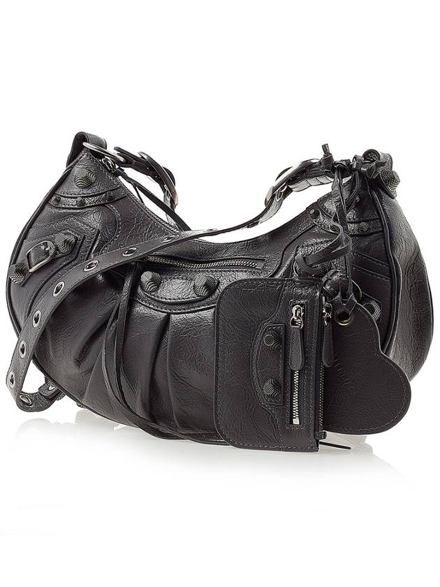 Luxury Balenciaga Trending 2026 Le Cagole Small Leather Shoulder Bag Grey
