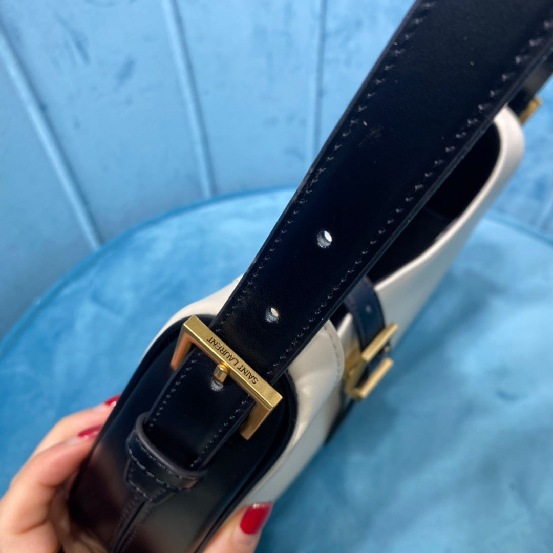 Yves Saint Laurent Le Fermoir Hobo Bag White/Black