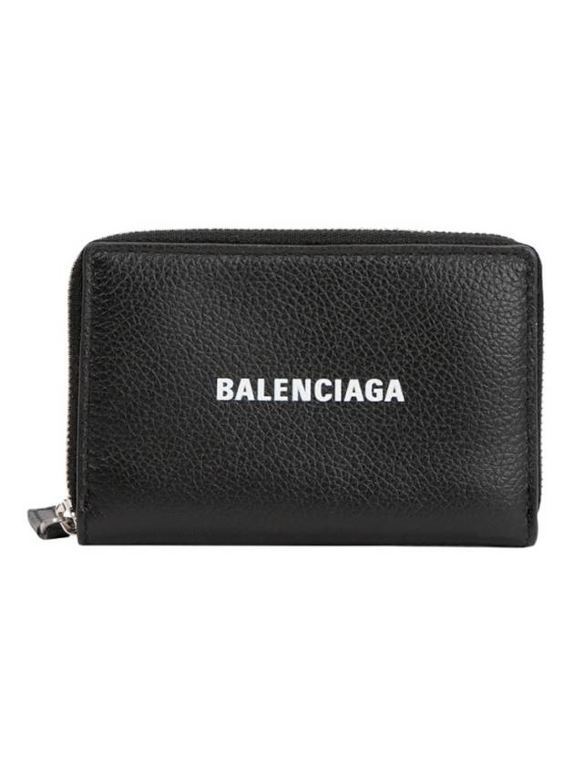 Luxury Balenciaga Trending 2026 Logo Zip Around Half Wallet Black