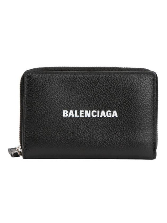 Luxury Balenciaga Trending 2026 Logo Zip Around Half Wallet Black