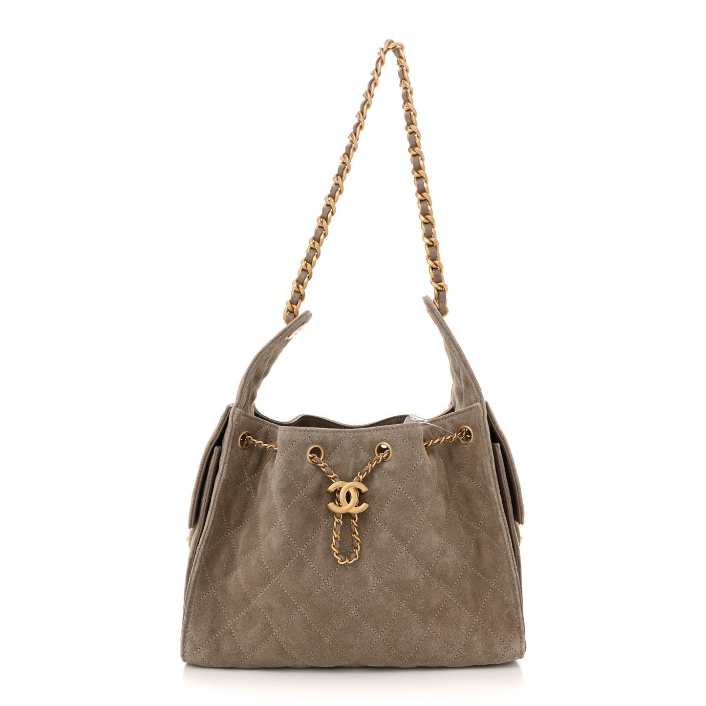 Suede Quilted Small Chanel 25 Handbag Dark Grey