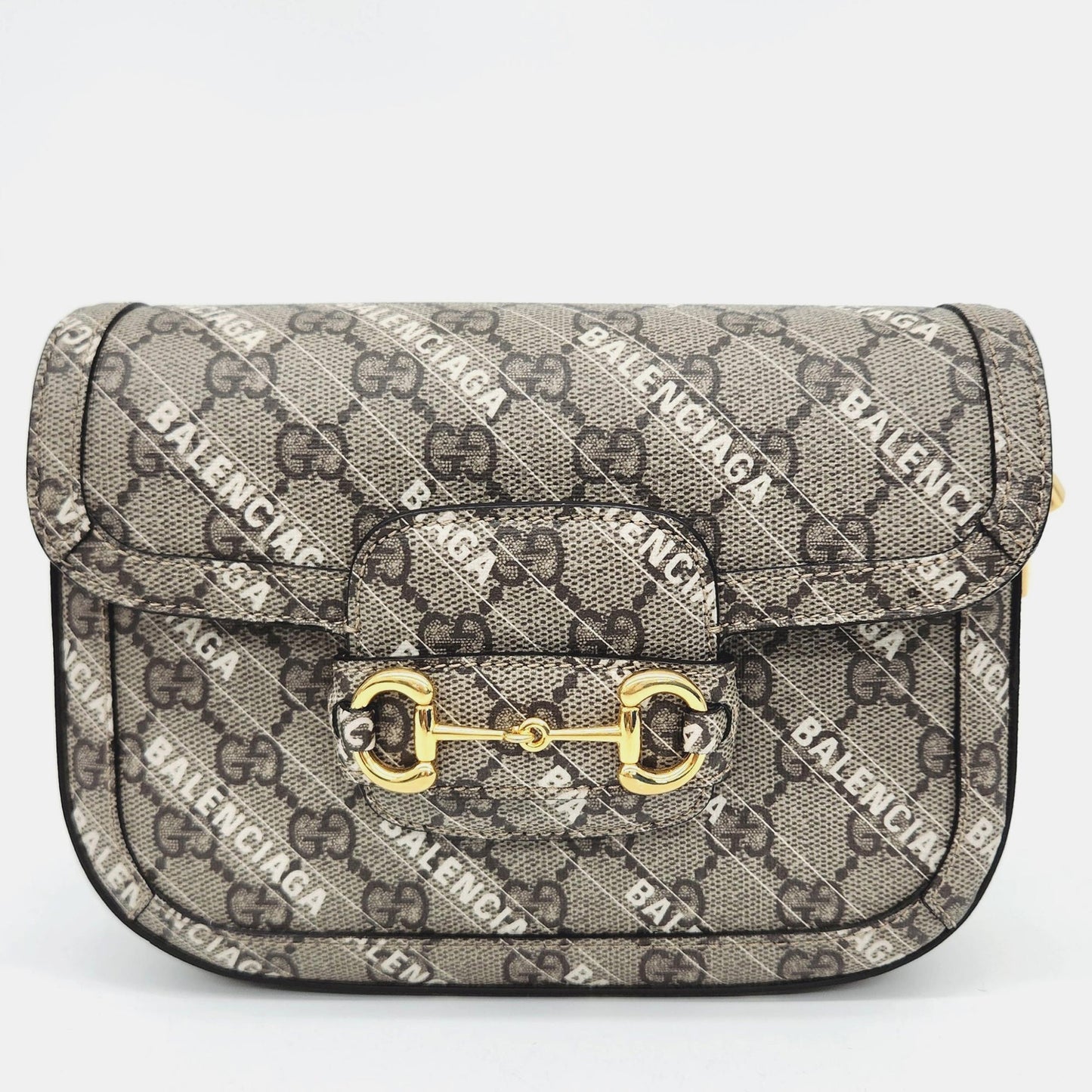 Gucci x Luxury Balenciaga Trending 2026 Beige Canvas Horsebit 1955 Mini Crossbody Bag