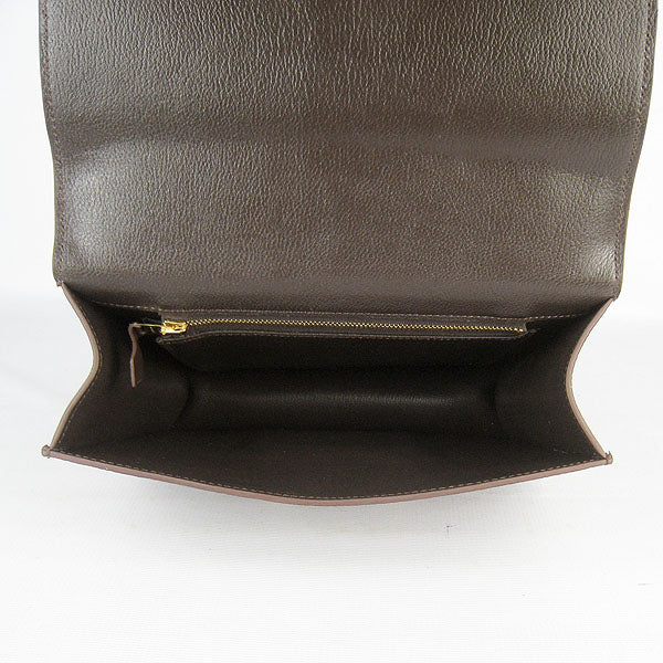 Luxury Hermes Constance Cowskin Leather Bag dark coffee golden