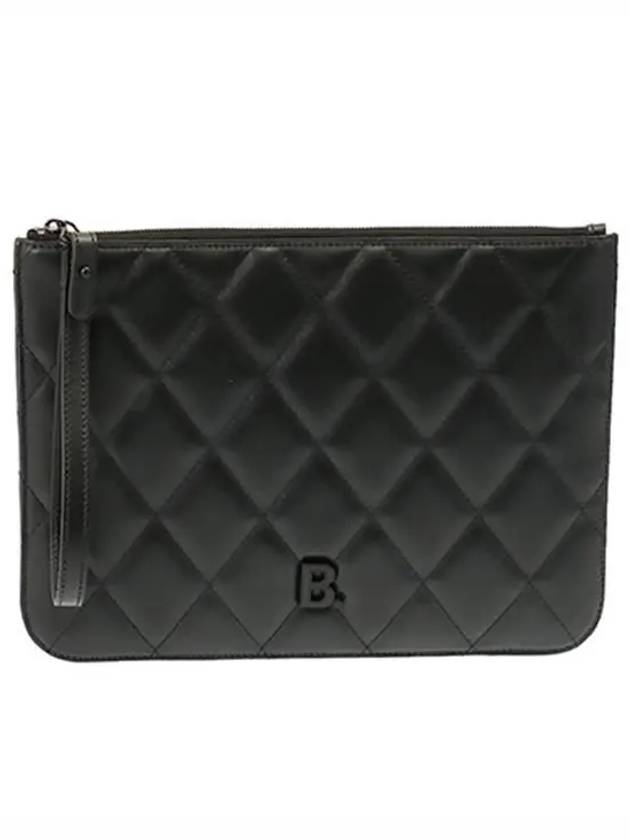Luxury Balenciaga Trending 2026 B Logo Strap Clutch Bag Black
