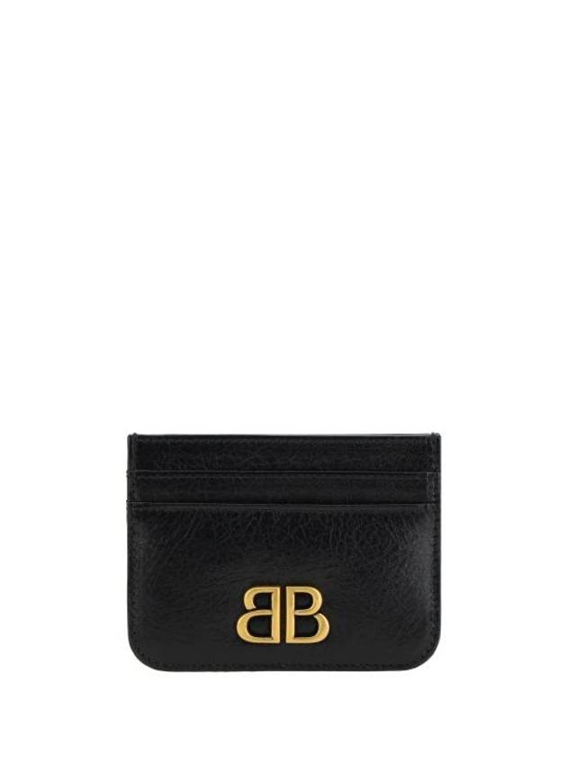 Luxury Balenciaga Trending 2026 Embellished Logo Leather Card Wallet Black