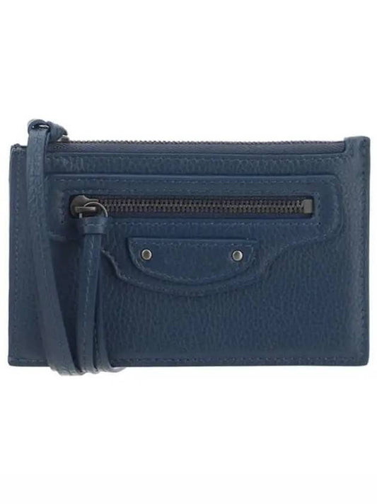 Luxury Balenciaga Trending 2026 Neo Classic Zipper Card Wallet Navy
