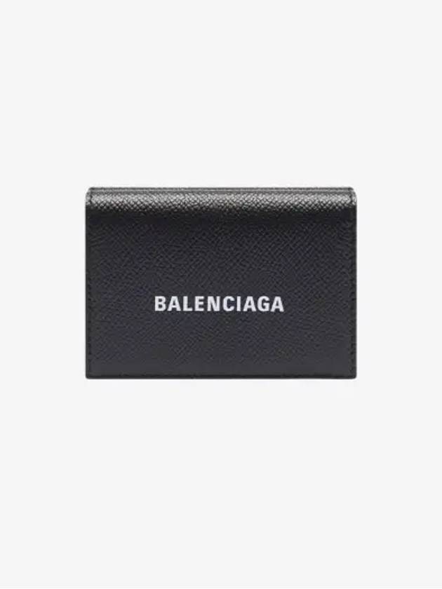 Luxury Balenciaga Trending 2026 Logo Print Tri-Fold Half Wallet Black