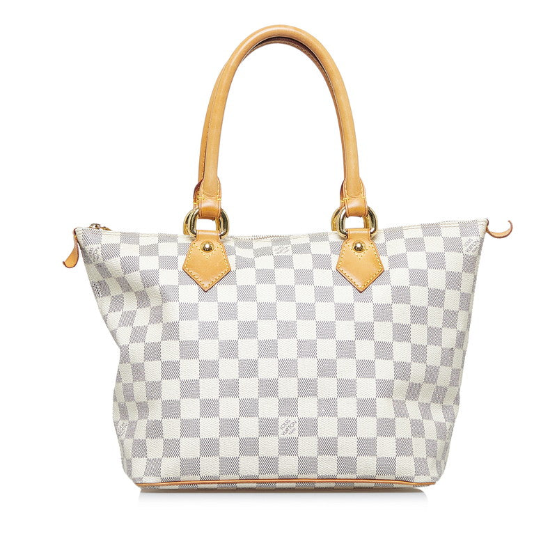 Louis Vuitton Damier Azur Salée PM Handbag N51186 White PVC Leather Louis Vuitton