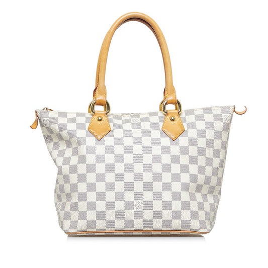 Louis Vuitton Damier Azur Salée PM Handbag N51186 White PVC Leather Louis Vuitton