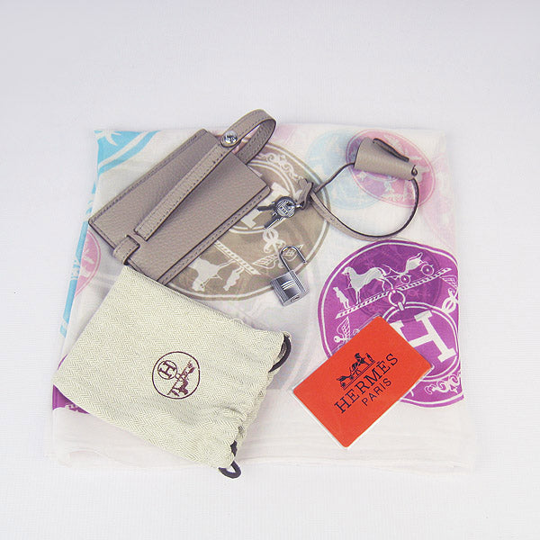 Luxury Hermes Togo leather handbag grey