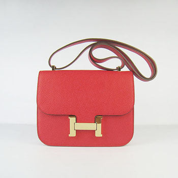 Luxury Hermes Constance Cowskin Leather Bag red golden