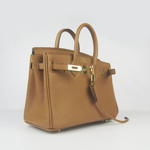 Luxury Hermes Birkin 25cm Handbag 6068 light coffee golden