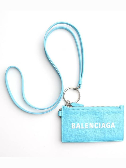 Luxury Balenciaga Trending 2026 Light blue card wallet