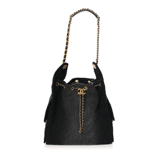 Washed Quilted Medium Chanel 25 Handbag Black