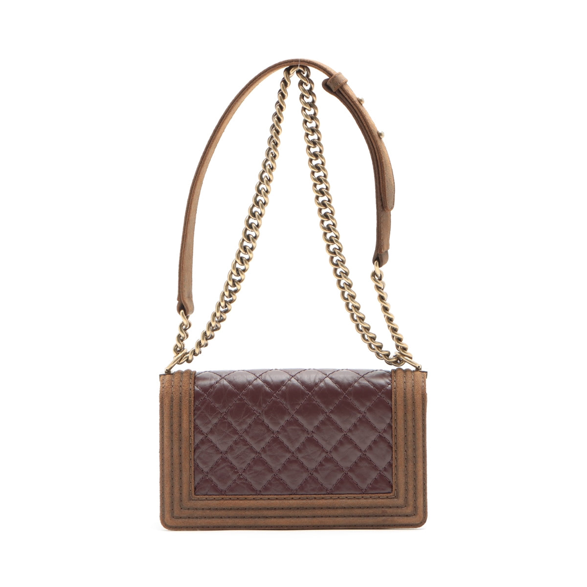 Chanel Boy Chanel Leather X Sword Chain Shoulder Bag Brown Gold 18th