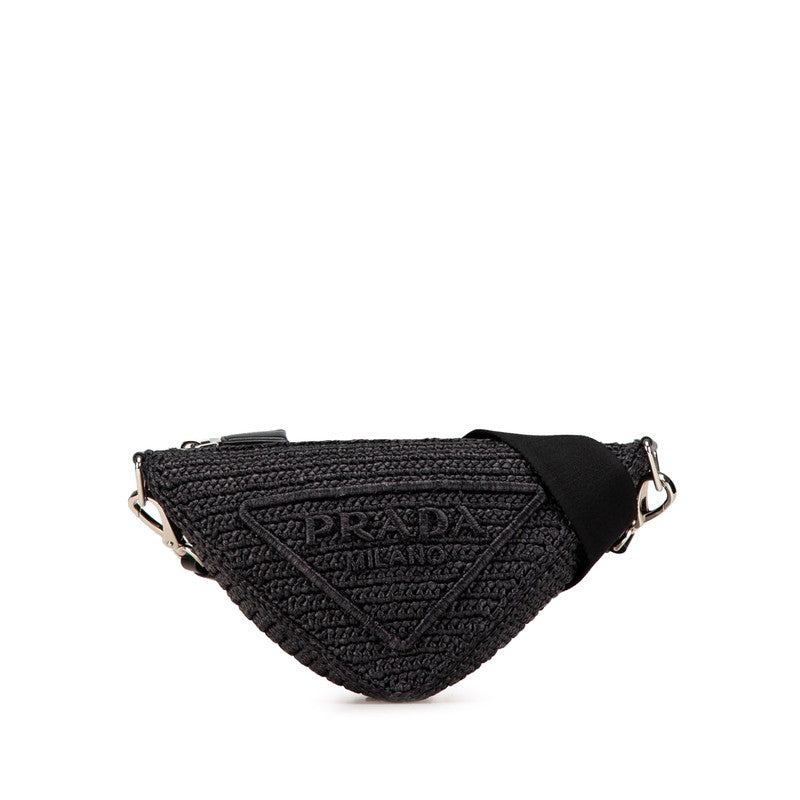 Prada Triangle Crochet Raffia Shoulder Bag
