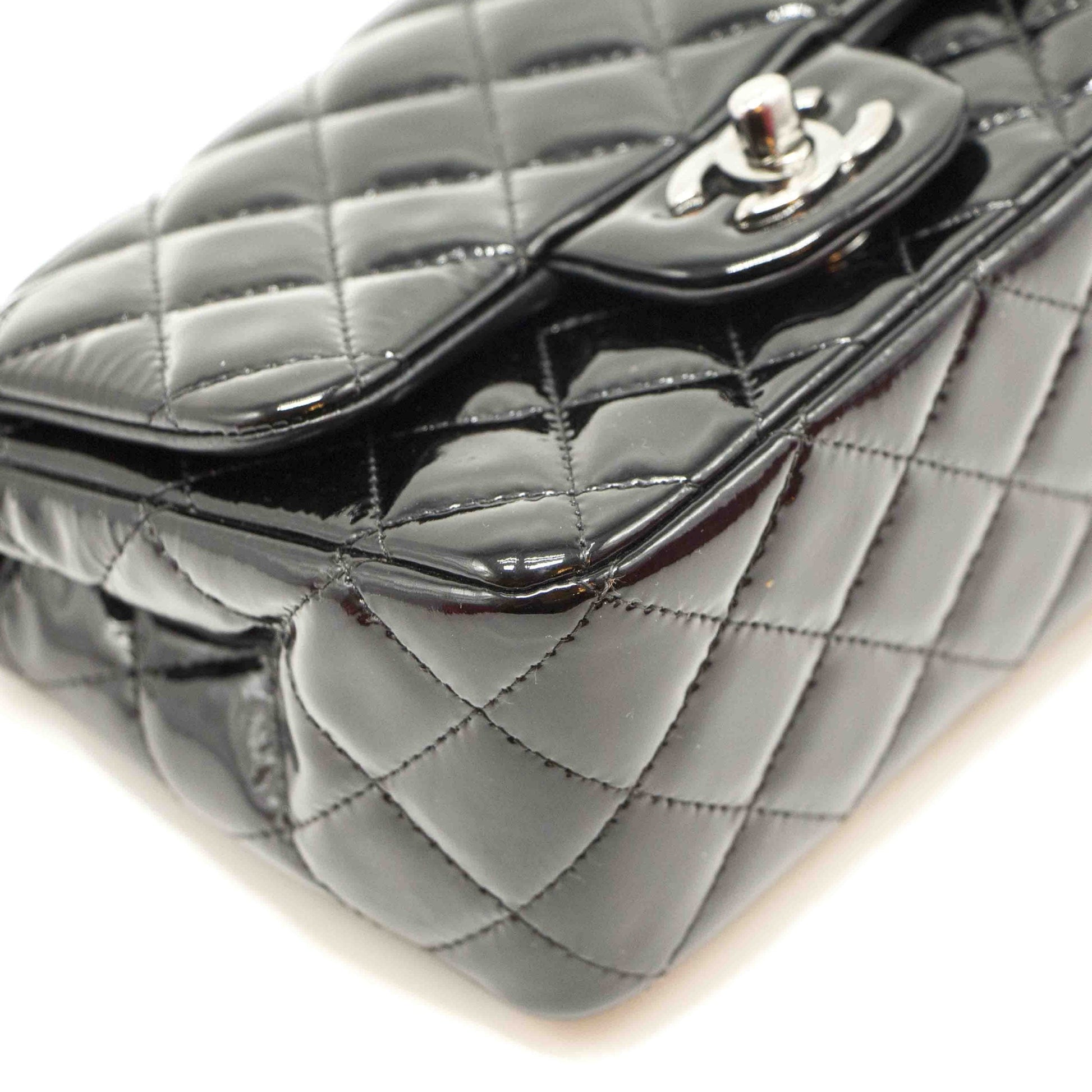 Chanel Quilted Patent Leather Mini Square Flap Bag