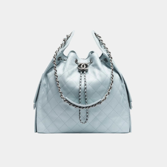 Chanel 25 Medium Handbag Grained Calfskin & Ruthenium-Finish Metal