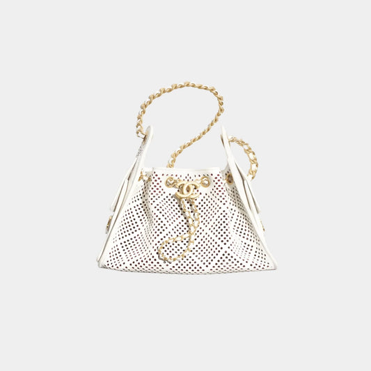 Chanel 25 Mini Handbag Perforated Calfskin & Gold Tone Metal